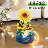 Mini Bloques de Construcción de Flores con Cubierta Antipolvo, Ladrillos de Planta en Maceta de Rosa Eterna, Adorno Creativo de Escritorio, Regalos para Ella, Juguete