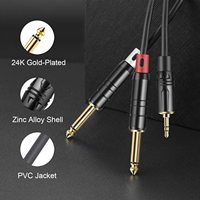 Cable de Audio Divisor en Y de Alta Pureza OFC de 3.5mm TRS a Doble 6.35mm TS con Conector de Aleación de Zinc Chapado en Oro de 24K al por Mayor
