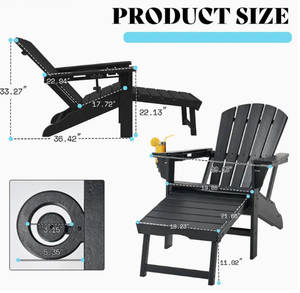 Silla Plegable de Resina HDPE Reciclada, Impermeable, para Exteriores, de Plástico, para Jardín, Estilo Adirondack, Resistente a la Intemperie, con Portavasos - Product Image 3