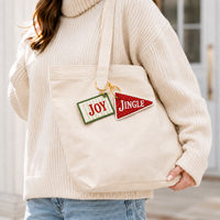 Breloques personnalisées pour sacs fourre-tout de Noël, porte-clés brodés de fêtes, décorations personnalisées pour sapins de Noël, étiquettes en tissu, vente en gros
