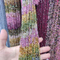 Haute qualité naturel arc-en-ciel Tourmaline 2.5mm facettes véritable pierre cubique coupe pierres précieuses brin perles pour la fabrication de bijoux