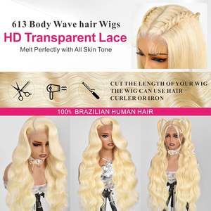 40 pouces brut vietnamien vierge 613 13x6 HD Glueless 360 Lace Remy Double Drawn Baby Hair Frontal Lace Wig - Product Image 4