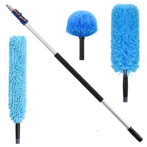 12FT Detachable Room Home Cleaning High Ceiling Fan Dust Microfiber Telescopic Pole Rod Feather Dusters Brush