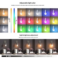 Lampe murale de chevet colorée à commande à distance par minuterie, rechargeable par USB, avec interrupteur E26, source de lumière d'urgence, matériau PC, DC