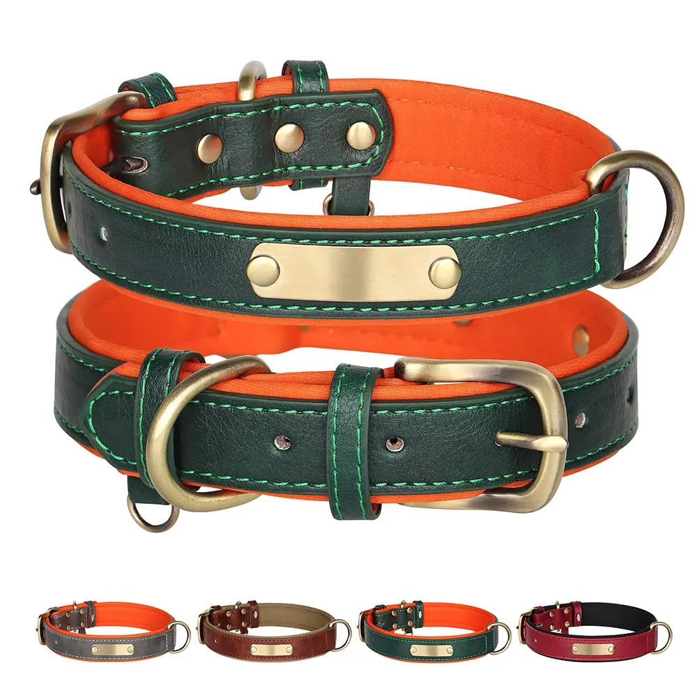 Beirui Pet Dog Collar Fabricação De Alta Qualidade Couro Elegante Confortável Acolchoado Durável Sem Puxar Pet Acessórios