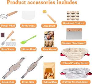 Venta al por mayor <span class=keywords><strong>Benetton</strong></span> Pan Proofing Basket Kit Best Restaurant Sourdough Starter Beeswax Bolsas de pan con espátula de silicona - Product Image 2