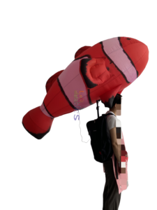 Poupée de <span class=keywords><strong>clown</strong></span> poisson gonflable géante rouge de 2 m, thème animal marin pour festival, défilé, performance - Product Image 4