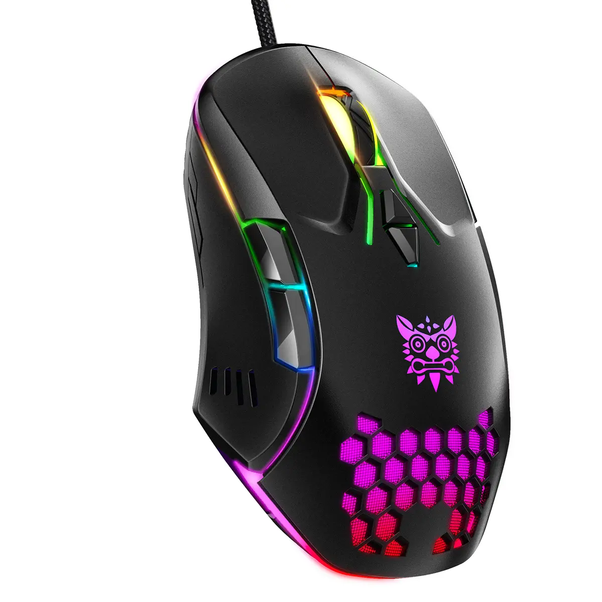 Onikuma Cw902 souris noire câble de souris de jeu réglable filaire USB 1200 Dpi souris de jeu filaire avec câble