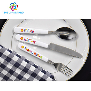 <span class=keywords><strong>Couverts</strong></span> de table pour enfants et <span class=keywords><strong>adultes</strong></span>, ensemble à Sublimation, blanc, Logo personnalisé fourchettes, couteaux cuillères <span class=keywords><strong>couverts</strong></span> à manger, <span class=keywords><strong>couverts</strong></span> en acier inoxydable - Product Image 2