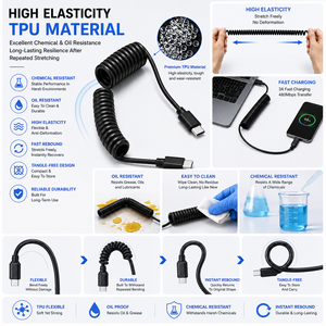 Lung Kay Duty <b>USB</b> C <b>to</b> <b>USB</b> C <b>Cable</b> 60W PD Fast Charging High-Resilient TPU Spring <b>Cable</b> <b>USB</b>-C 2.0 <b>Cable</b> for Mobile Devices - Product Image 4