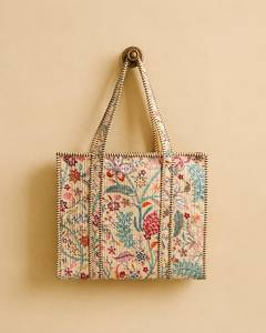 Bolso Tote Bohemio Jhola con Estampado Floral, Bolso de Compras Abierto para Todas las Temporadas - Product Image 2