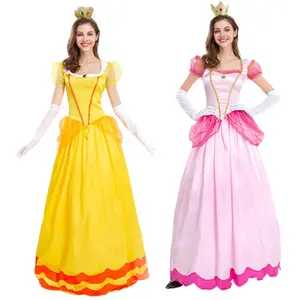 New Style Adults Halloween Sweet Princess Peach Cosplay Costume for Women Stage Performance Clothing