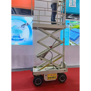 עגלת הרמה הידראולית מגולוונת מפלדה לבנה עם פלטפורמת הליכה, לרכב תחזוקה, תצפית וניקיון לולים חשמליים 220V - Product Image 4