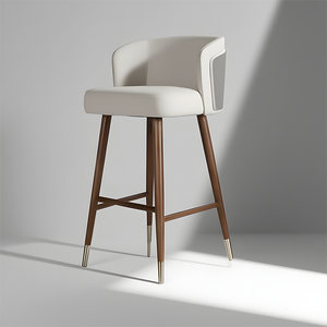 Tabourets <span class=keywords><strong>de</strong></span> <span class=keywords><strong>bar</strong></span> modernes en cuir <span class=keywords><strong>de</strong></span> luxe, design nordique créatif en <span class=keywords><strong>bois</strong></span> massif, chaises <span class=keywords><strong>de</strong></span> <span class=keywords><strong>bar</strong></span> modernes en <span class=keywords><strong>bois</strong></span> massif pour restaurant en plein air - Product Image 1