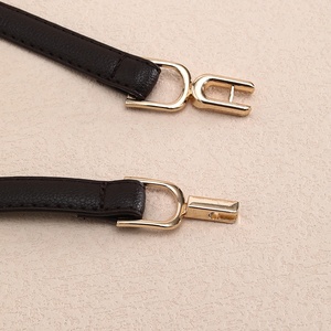 Sabuk kulit PU kurus wanita, ikat pinggang kulit PU dapat disesuaikan gaya kasual Retro untuk anak perempuan - Product Image 6