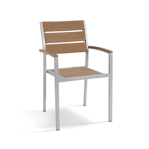Mobili da giardino in alluminio con 4 sedie in legno di plastica e tavolino Set da pranzo e tavolo in finto legno da 5 pezzi per caffè - Product Image 2