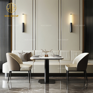Muebles Modernos de Cuero y Mármol Blanco para Restaurante de Hotel Comercial, Sofá y Sillas de Espera, Mesa con Sillas para Cafetería - Product Image 4