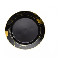 Assiettes jetables robustes à rebord, ensembles de vaisselle motif marbre noir et or, en PS sans BPA, vaisselle moderne haut de gamme couleur émail