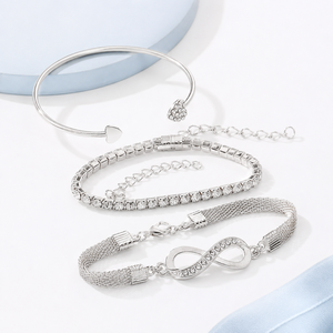 Multilayer Infinity Heart <b>Bracelet</b> 3Pcs/<b>Set</b> Full Crystal Peach Heart Open Charm Bangle Unisex Trendy Gift - Product Image 6