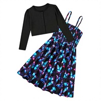 Robe à imprimé papillon pour filles, tenue de soirée sans manches, tenue d'automne pour enfants