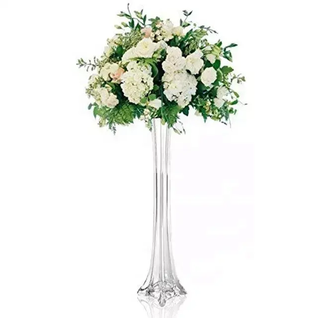 Pièce maîtresse de mariage transparente haut cône luxe teinté décor à la maison mince cou verre fleur Vase