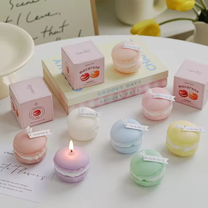 Wholesale Handmade Art <b>Candle</b> Macaron Shaped Beeswax Flameless Aroma Scented <b>Candles</b> Flavored Dessert <b>Easter</b> Gift Home - Product Image 1