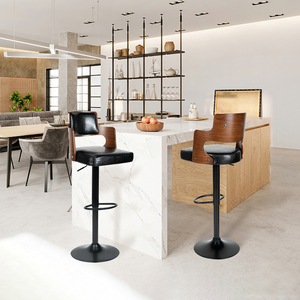 Modern Steady Adjustable <b>Swivel</b> Metal <b>Bar</b> <b>Stools</b> PU Leather Back Footrest Counter Height Dining Hotel Living Outdoor Workshop - Product Image 4