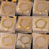 Bracelet à breloques en acier inoxydable YL transfrontalier, ne se décolore pas, nouveaux accessoires japonais et coréens, unisexe, or 18 carats, tendance, léger