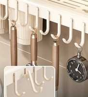 Ensemble de porte-couteaux de cuisine multifonctionnel mural sans perceuse avec cage à baguettes et support de rangement