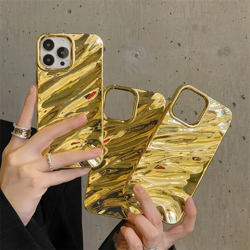 Per iphone 15 pro max slim custodia per telefono morbida placcata in oro di lusso, per i phone 14 pro max case in oro