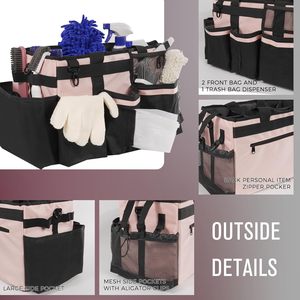 Caddie de nettoyage portable rose résistant à l'eau OEM avec bretelles pour les outils de nettoyage de la maison, de l'évier et de la voiture - Product Image 3