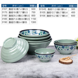 Thickened Ceramic Bowl With Floral Pattern 18-23cm Diameter For Rice Soup Noodle Home Use - Product Image 1