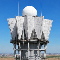 Grande tour de radar cylindrique, mât d'antenne, cadre de support externe, radôme sphérique en acier galvanisé pour aéroport et applications téléphoniques à distance