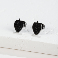 Shaungshuo roestvrij staal PVD verguld schattig klein aardbei fruit moderne damesoorbellen mode-sieraden groothandel