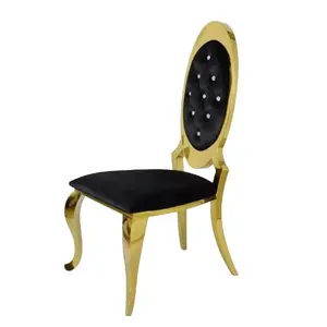 Chaise de luxe en acier inoxydable pour mariage, couleur noir or, robuste, nouveau design,