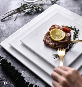 Assiettes en céramique blanche de haute qualité, logo personnalisé, carrées et rondes, pour restaurants haut de gamme, hôtels de luxe, vente en gros - Product Image 4