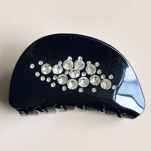 Pince à cheveux en acétate élégante et brillante avec strass en diamant, accessoires capillaires en cristal pour l'industrie lourde française - Product Image 5