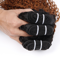 Perruque lace closure wig crépus brésilienne remy, cheveux naturels crépus bouclés 1b 30, mèches de cheveux vierges, 4*4, 3 lots