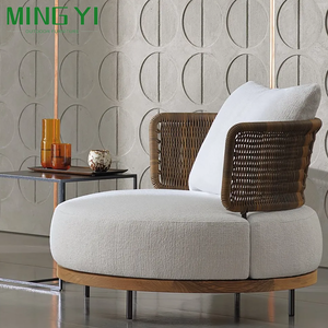 Venta al por mayor Mediterráneo Impilanble ratán madera de teca al aire libre sillas de aluminio blanco jardín mesa y sillas Set para 8 personas - Product Image 1