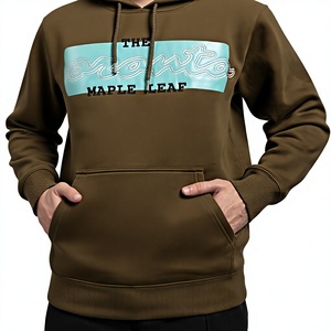 Toronto Maple Leaf Quarter-<b>Zip</b> <b>Hooded</b> Sweatshirt Brown Cotton Fleece Anti-Shrink Print Front Pocket Casual Autumn Wear Regular - Product Image 1