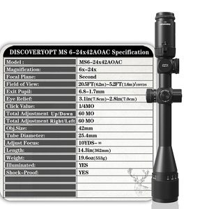 Mira Telescópica DISCOVERY Optics VT-R MS 6-24X42 <span class=keywords><strong>AOAC</strong></span> para Caza, Tiro de Largo Alcance, Colimador, Mira Táctica - Product Image 3