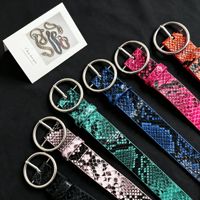 Ceinture pour femme Y2K, ceinture western, imprimé serpent, boucle métallique ronde, large sangle, accessoire tendance pour fille branchée, plusieurs options de couleurs