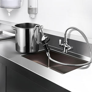 Лидер продаж: современный кухонный смеситель с одним отверстием, двумя рукоятками, длинным изливом и лейкой для розлива воды, латунный - Product Image 6