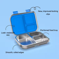 Nouvelle arrivée : boîte à lunch scolaire pour enfants, réutilisable, anti-fuite, 3 compartiments, en acier inoxydable, sans BPA, compatible lave-vaisselle et chauffable.