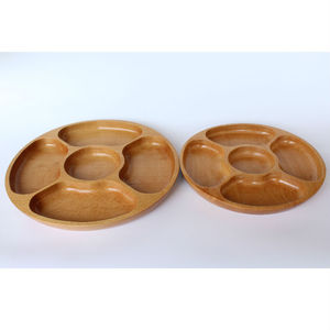 Wooden Beechwood Five Compartment Serving <b>Tray</b> Multifunctional For Coffee Tea Hotel Use - Product Image 1