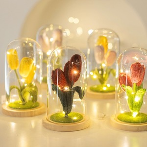 Lámpara de noche de girasol de ganchillo hecha a mano, cubierta de linterna de simulación en maceta, adorno de tulipán, regalo festivo, producto terminado - Product Image 4