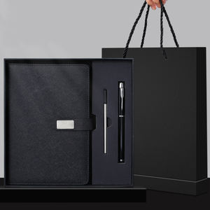 Coffrets Cadeaux de Luxe Personnalisés A5 Carnet de Notes en Cuir pour Hommes avec Logo Personnalisé Cadeau d'Affaires Carnet à Boucle avec Stylo - Product Image 2