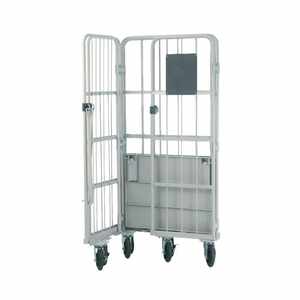 Chariot de stockage <span class=keywords><strong>standard</strong></span> d'OEM d'unité centrale d'acier enduit de poudre d'entrepôt de travail de chariot de cage de roulement pliable résistant - Product Image 6
