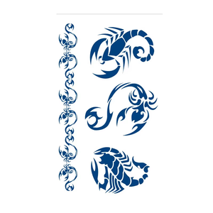 BXTAT GZ229to234 Temporaire Bleu Géométrique Tigre Scorpion Araignée Tatouages Papier Semi-permanent avec Période Plus Longue Genipa Juice - Product Image 4