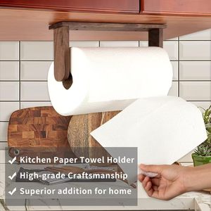 Wooden <b>Kitchen</b> <b>Paper</b> Towel Holder Under Cabinet Mount Easy Installation Space Saving Rack - Product Image 1
